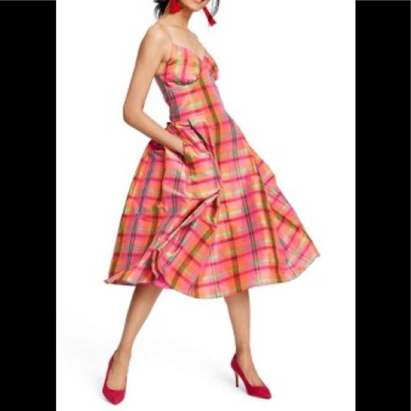 Issac Mizrahi For Target Dresses & Skirts - Issac Mizrahi Sleeveless Plaid Silk V Neck Dress